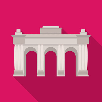 The Belgian arch monument.The dark Belgian wolf. Belgium single icon in flat style vector symbol stock illustration.