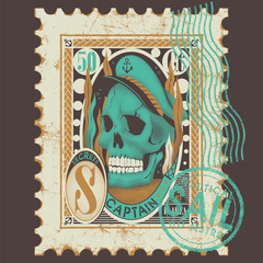 Sailor skull on a stamp