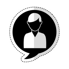 speech bubble with man avatar character icon vector illustration design