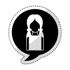 speech bubble with woman avatar character vector illustration design