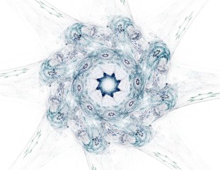 Particles of abstract fractal forms on the subject of nuclear physics science and graphic design. Geometry sacred futuristic