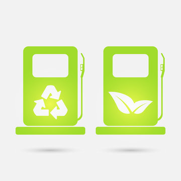 Gas station with leaves icon. Vector illustration