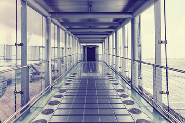 walkway for passengers boarding ,walkway in airport.