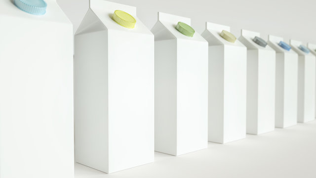 Milk or juice boxes template 3D Rendering