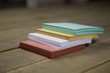 color note paper on wood