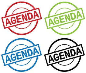 AGENDA text, on round simple stamp sign.