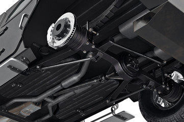 Fototapeta premium Car transport crossover suspension, close view. 3D rendering