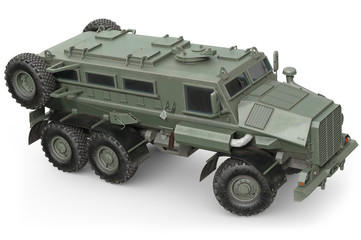 Truck military russian army vehicle. 3D rendering