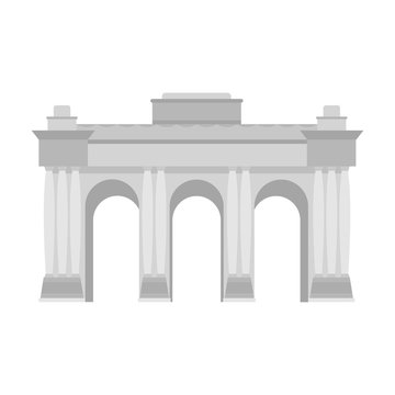 The Belgian arch monument.The dark Belgian wolf. Belgium single icon in monochrome style vector symbol stock illustration.