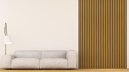 Sofa in living room wooden decoration - 3d rendering