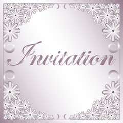 Flower frame. Vintage greeting card template for designer. Vector illustration.