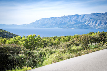 Empty road on beautiful Croatian island Hvar.