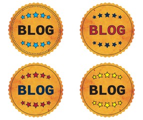 BLOG text, on round wavy border vintage, stamp badge.