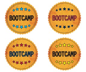 BOOTCAMP text, on round wavy border vintage, stamp badge.
