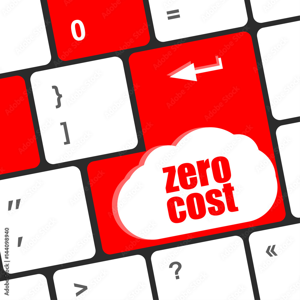 Poster zero cost button on computer keyboard key