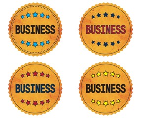 BUSINESS text, on round wavy border vintage, stamp badge.