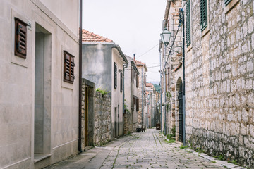 Old street in beautiful town Star Grad, Hvar, Dubrovnik