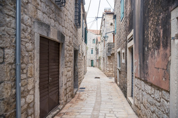 Fototapeta na wymiar Old street in beautiful town Star Grad, Hvar island, Croatia