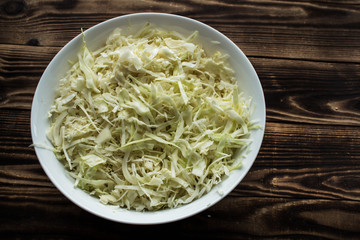 chopped cabage in the bowl