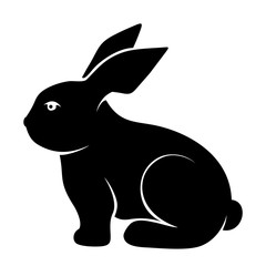 Obraz premium Vector black silhouette of a rabbit isolated on a white background.