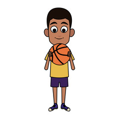 happy young boy with basketball ball icon image vector illustration design 