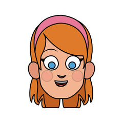 face of happy red hair young girl icon image vector illustration design 