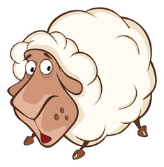  Illustration of a Cute Sheep. Cartoon Character
