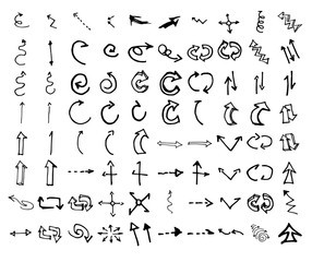 Vector hand drawn arrows set isolated on white