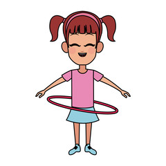 happy young girl playing with hoola hoop icon image vector illustration design 
