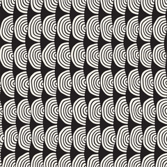 Monochrome minimalistic seamless pattern with arcs. Simple hand drawn texture. Vector background with rounded inky lines 