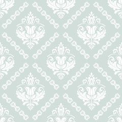 Seamless classic light blue and white pattern. Traditional orient ornament