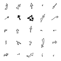 Vector hand drawn arrows set isolated on white