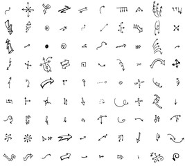 Vector hand drawn arrows set isolated on white