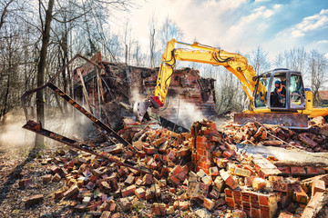 Demolishing an old industrial building