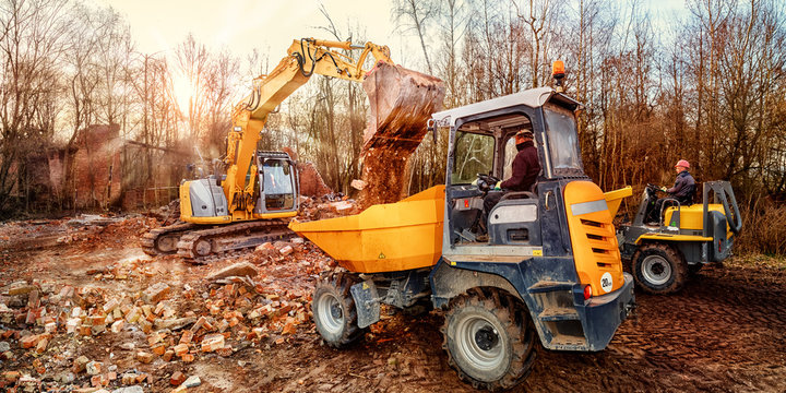 Demolishing an old industrial building