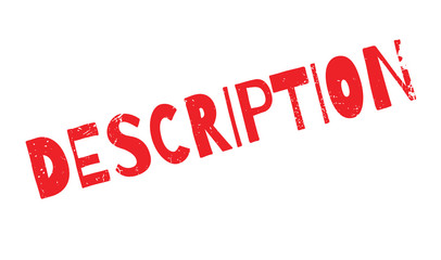 Description rubber stamp. Grunge design with dust scratches. Effects can be easily removed for a clean, crisp look. Color is easily changed.