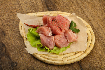 Raw pork pieces