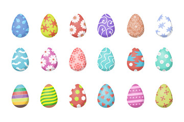 Vector set with Easter eggs for decoration on the white background. Concept of Happy Easter.