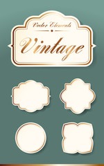 Set of High Quality Vintage Labels on Dark Background . Vector Isolated Illustration