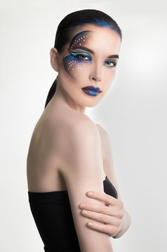 beauty woman with colorful make-up