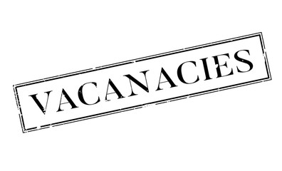 Vacanacies rubber stamp. Grunge design with dust scratches. Effects can be easily removed for a clean, crisp look. Color is easily changed.