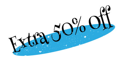 Extra 50 Off rubber stamp. Grunge design with dust scratches. Effects can be easily removed for a clean, crisp look. Color is easily changed.