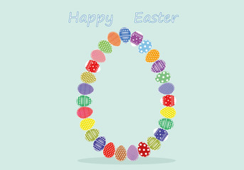 Easter eggs with a pattern in the shape of an oval. Greeting card for the holiday.
