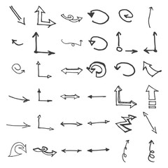 Vector hand drawn arrows set isolated on white