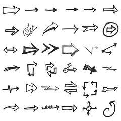Vector hand drawn arrows set isolated on white