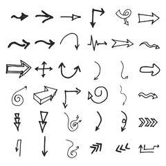 Vector hand drawn arrows set isolated on white