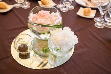 Table set for an event party or wedding reception