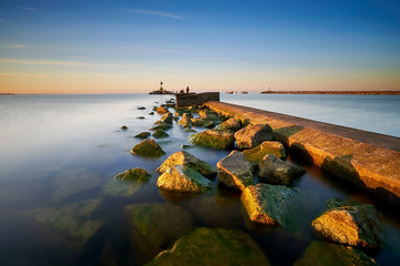 Breakwater, the entrance to the marina, Gdansk Gorki Zachodnie, Poland - obrazy, fototapety, plakaty