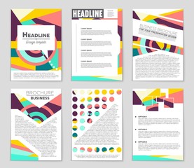 Fototapeta premium Abstract vector layout background set. For art template design, list, front page, mockup brochure theme style, banner, idea, cover, booklet, print, flyer, book, blank, card, ad, sign, sheet,, a4
