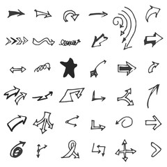 Vector hand drawn arrows set isolated on white